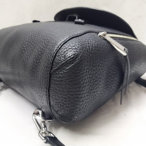 Michael Kors Viv Black Pebbled Leather Top Handle Drawstring Zipper Backpack - Picture 15 of 16